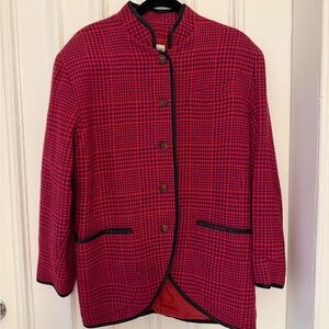 Guy Laroche Red and Black Houndstooth Blazer